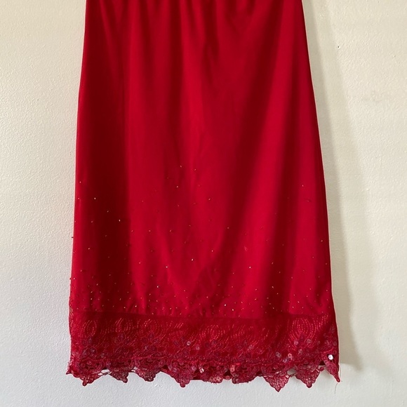 Red embellished sequins red pencil skirt size M - Picture 6 of 10